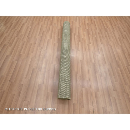 4'9"X6'9" Brown Grass Design Hand Knotted Wool And Silk Denser Weave Rug