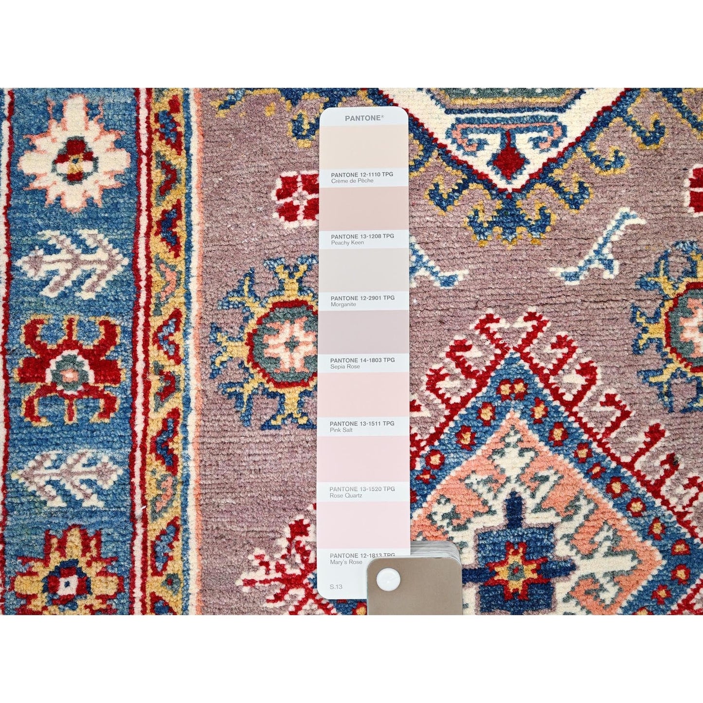 2'6"X9'2" Dusty Gray Wool Kazak Geometric Design Runner Hand Knotted Rug