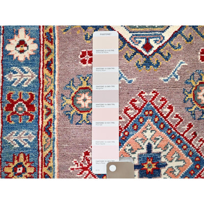 2'6"X9'2" Dusty Gray Wool Kazak Geometric Design Runner Hand Knotted Rug