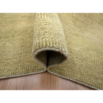 6'X9' Brown Modern Grass Design Hand Knotted Wool And Silk Oriental Rug