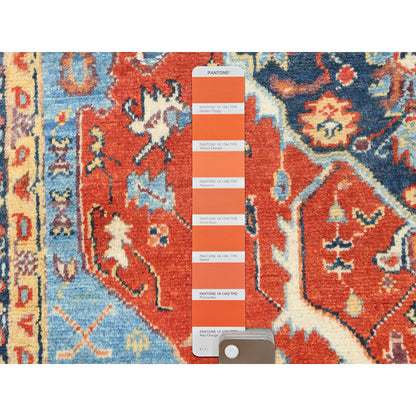 4'X5'9"Imperial Red Afghan Peshawar Heris Wool Hand Knotted Rug