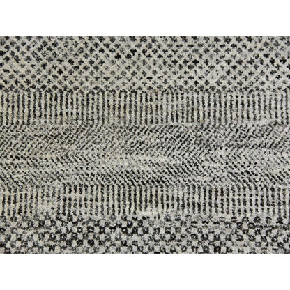 8'X10' Pastel Gray Undyed Wool Grass Design Hand Knotted Oriental Rug