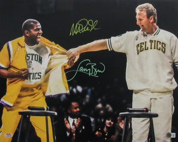 Larry Bird/Magic Johnson Dual-Signed/Autographed 16X20 Photo Psa & Bas 200038