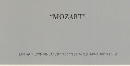 Ian Hamilton Finlay Homage To Mozart Signed " Lithograph Contempora