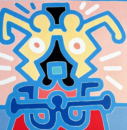 Keith Haring Lithograph From A Painting / Coa Signed In Pen / Numbered In Pencil
