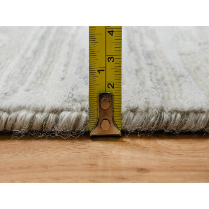 10'X10' Gray Modern Design Undyed Natural Wool Hand Knotted Square Rug