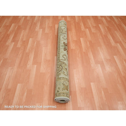 5'5"X8'1" Ivory Agra Ziegler Design Leaf Pattern Hand Knotted Wool Rug