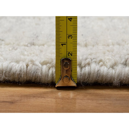 5'X5' Ivory Hand Loomed Rug Salt And Pepper Effect Undyed Pure Wool Round