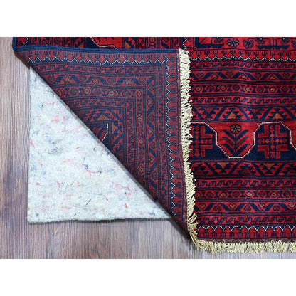 9'10"X12'10" Red Hand Knotted Afghan Khamyab Geometric Design Wool Rug