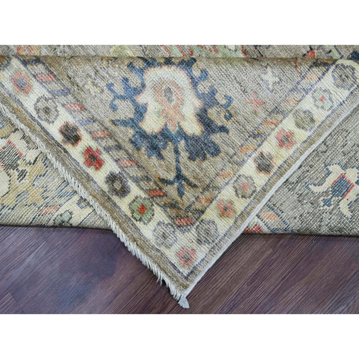8'6"X11'2" Khaki Brown 100% Wool Afghan Angora Oushak Hand Knotted Rug