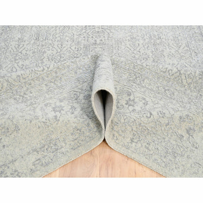 8'X10'1" Beige Hand Loomed Fine Jacquard Wool And Art Silk Oriental Rug