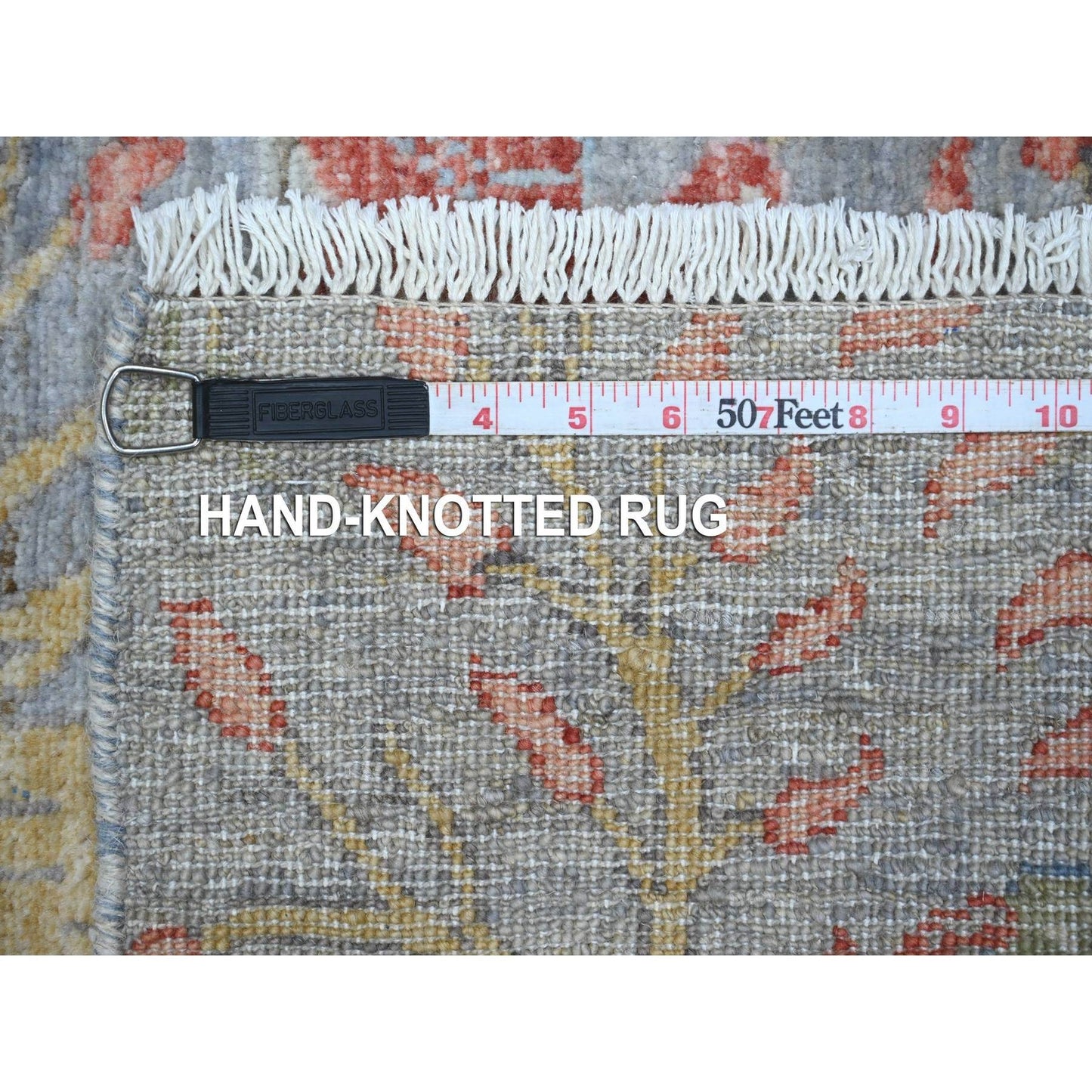 2'6"X5'9" Dolphin Gray Hand Knotted Peshawar Birds Paradise Runner Rug