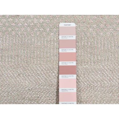 2'7"X11'3" Pink Grass Design Gabbeh Wool And Silk Hand Knotted Runner Rug