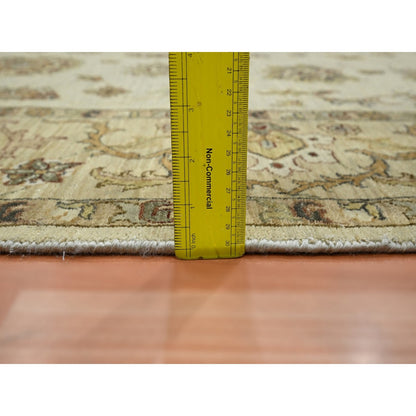 6'5"X8'2" Ivory Agra Ziegler Design Leaf Pattern Hand Knotted Wool Rug