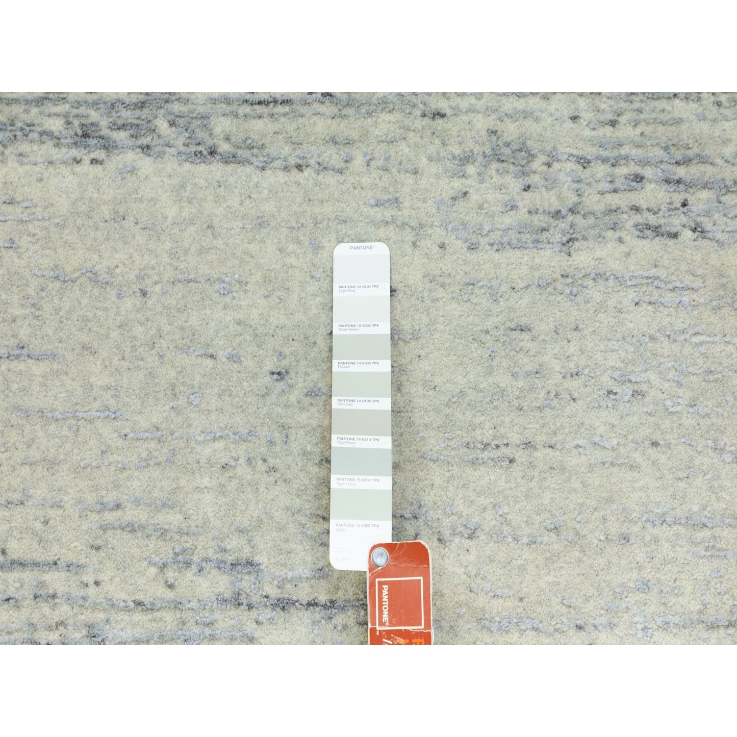 6'1"X9' Light Gray Jacquard Hand Loomed Modern Natural Wool Oriental Rug