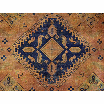8'X9'5" Brown Overdyed Kazak Medallions Design Hand Knotted 100% Wool Rug