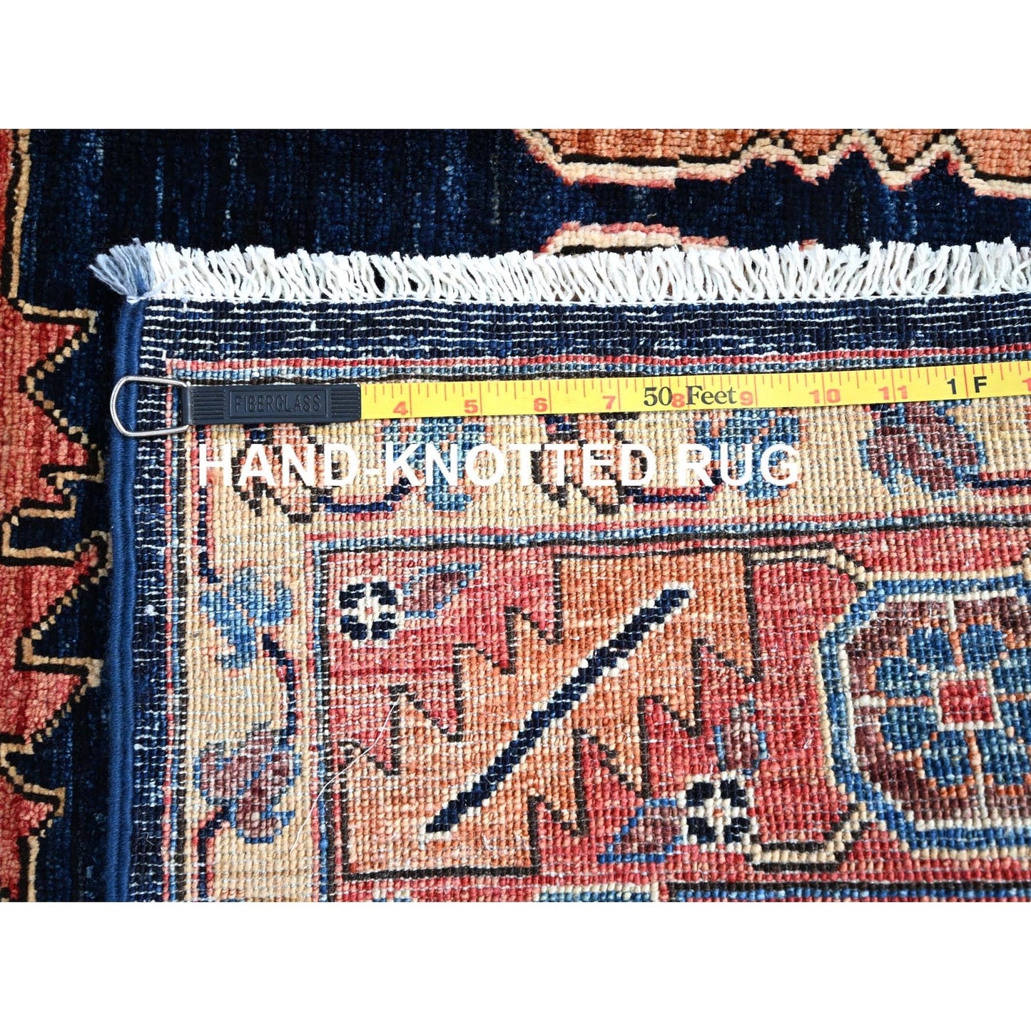 4'1"X6'2" Blue Heris Vegetable Dyes Design Extra Soft Wool Oriental Rug