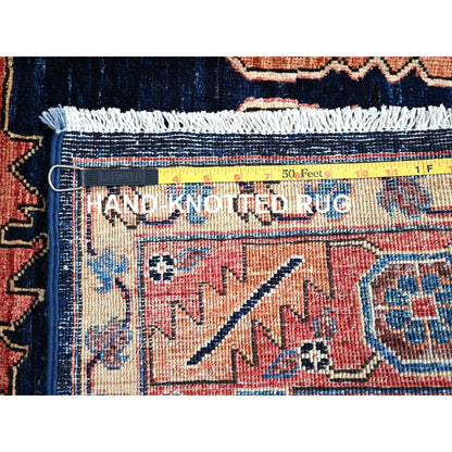 4'1"X6'2" Blue Heris Vegetable Dyes Design Extra Soft Wool Oriental Rug