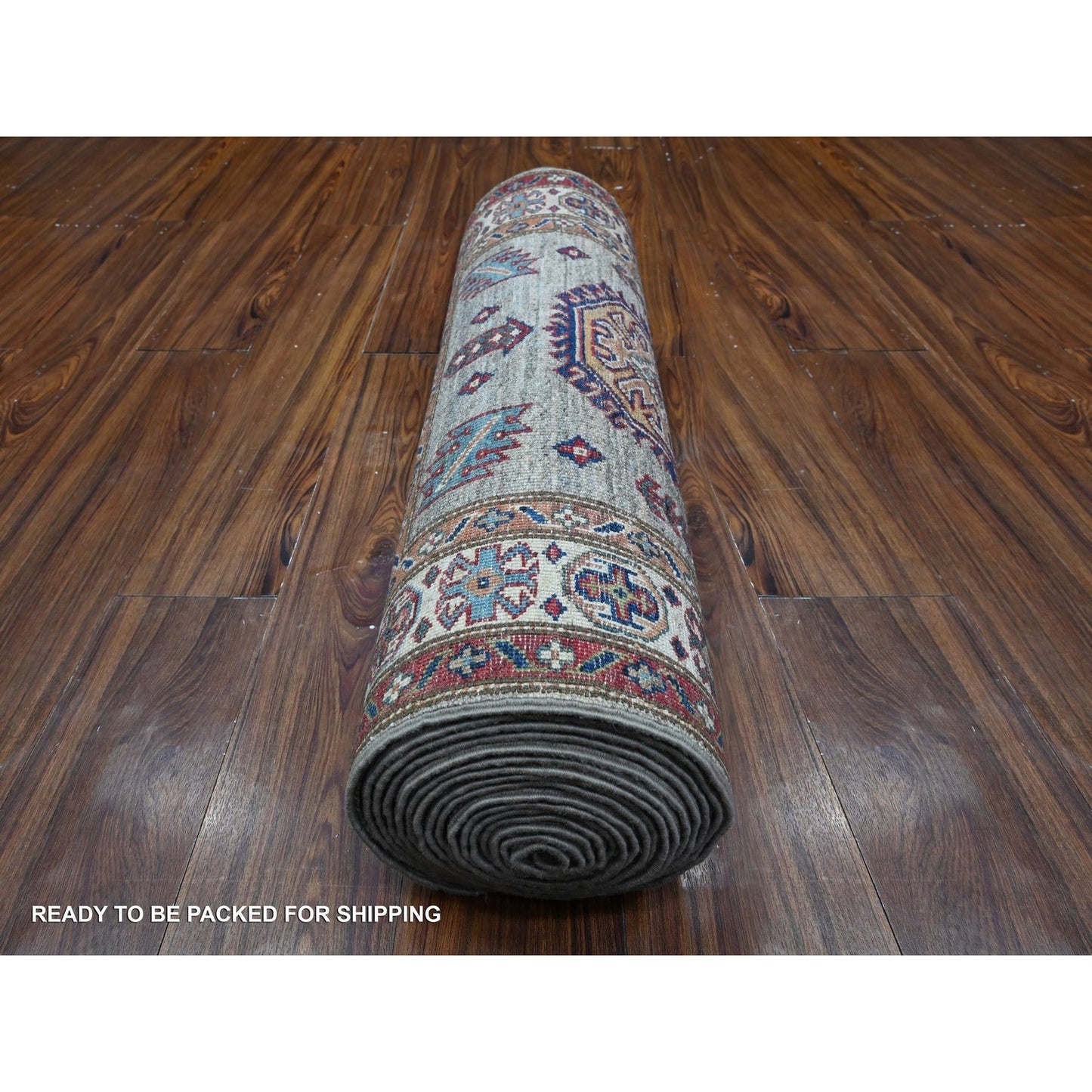 2'8"X20'10" Battleship Gray Hand Knotted Super Kazak Wool Xl Runner Rug