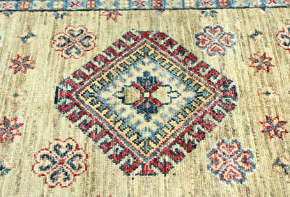 3X10 ft Beige Tribal Geometric Kazak Runner Wool