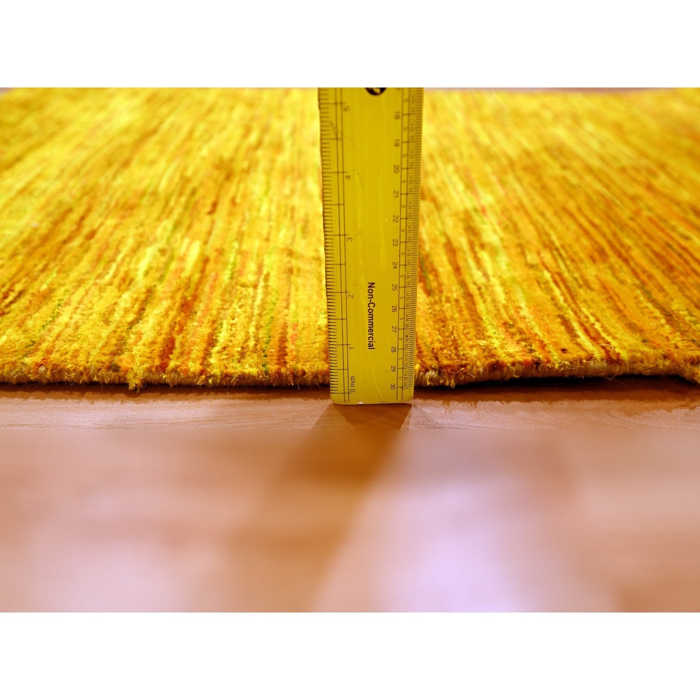 2'X3' Gold Color Hand Knotted Plain Solid Design Pure Sari Silk Mat Rug