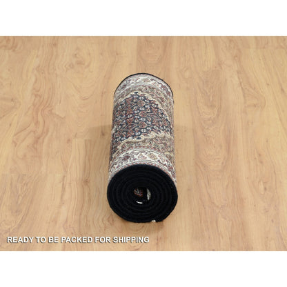 2'X7'10" Black Tebraz Mahi 175 Kpsi Pure Wool Hand Knotted Runner Rug