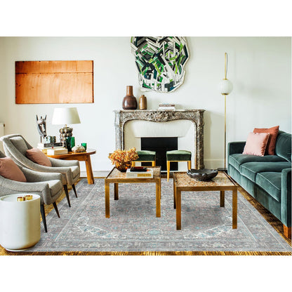 8'X10'8" Peach Color Distressed Look Old Farsian Hand Knotted Wool Rug