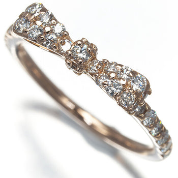 Ponte Vecchio Ring Diamond 0.35Ct Ribbon Pinky Us2.5 18K 750 Rose Gold