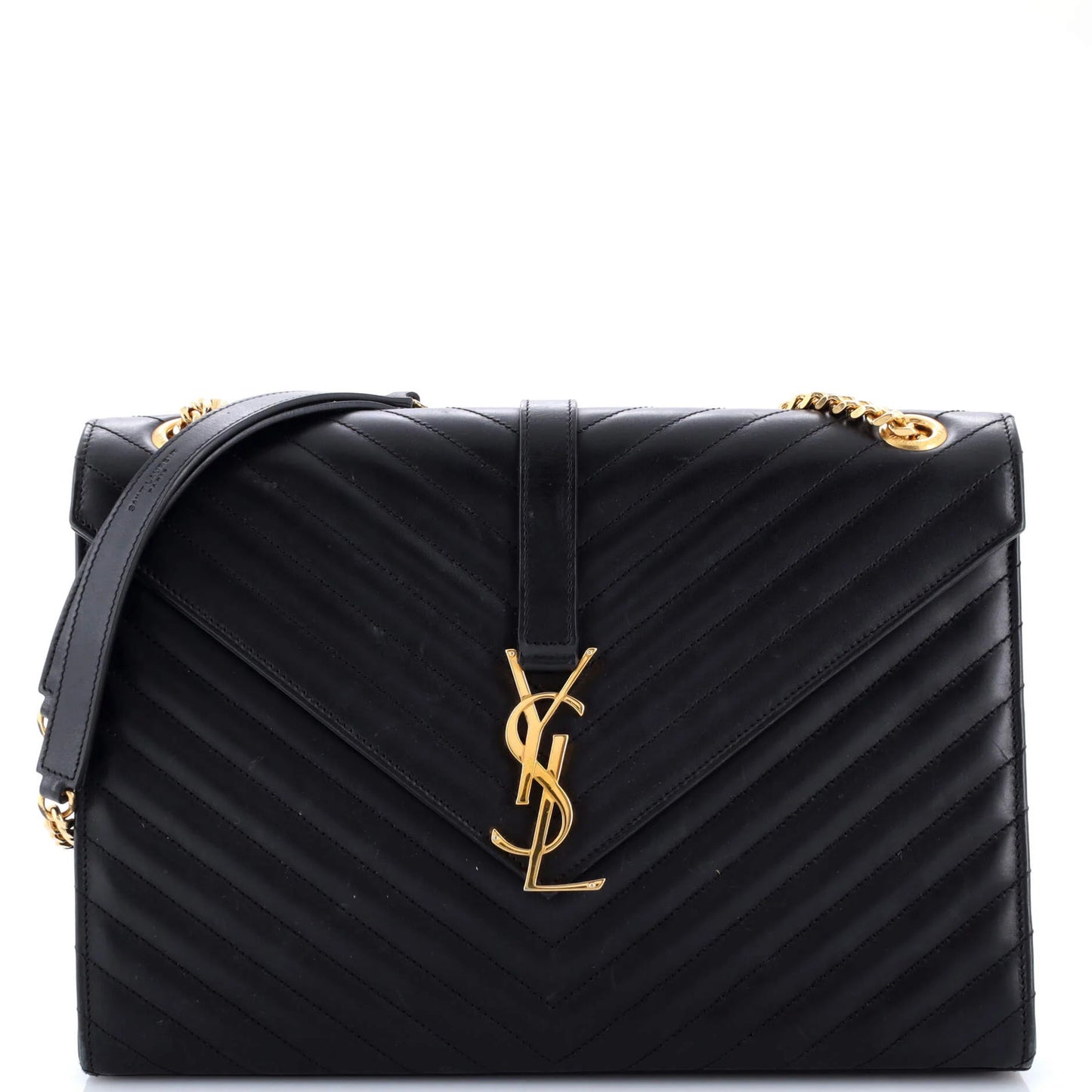 Saint Laurent Classic Monogram Envelope Satchel Matelasse Chevron Leather Large