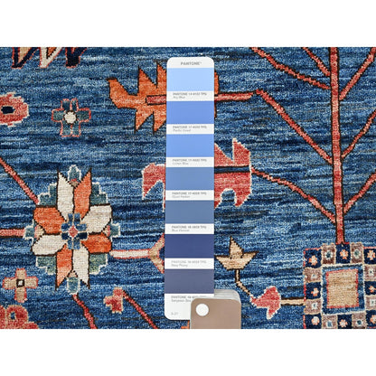 10'X13'10" Imperial Blue Heris All Over Design Soft Wool Hand Knotted Rug