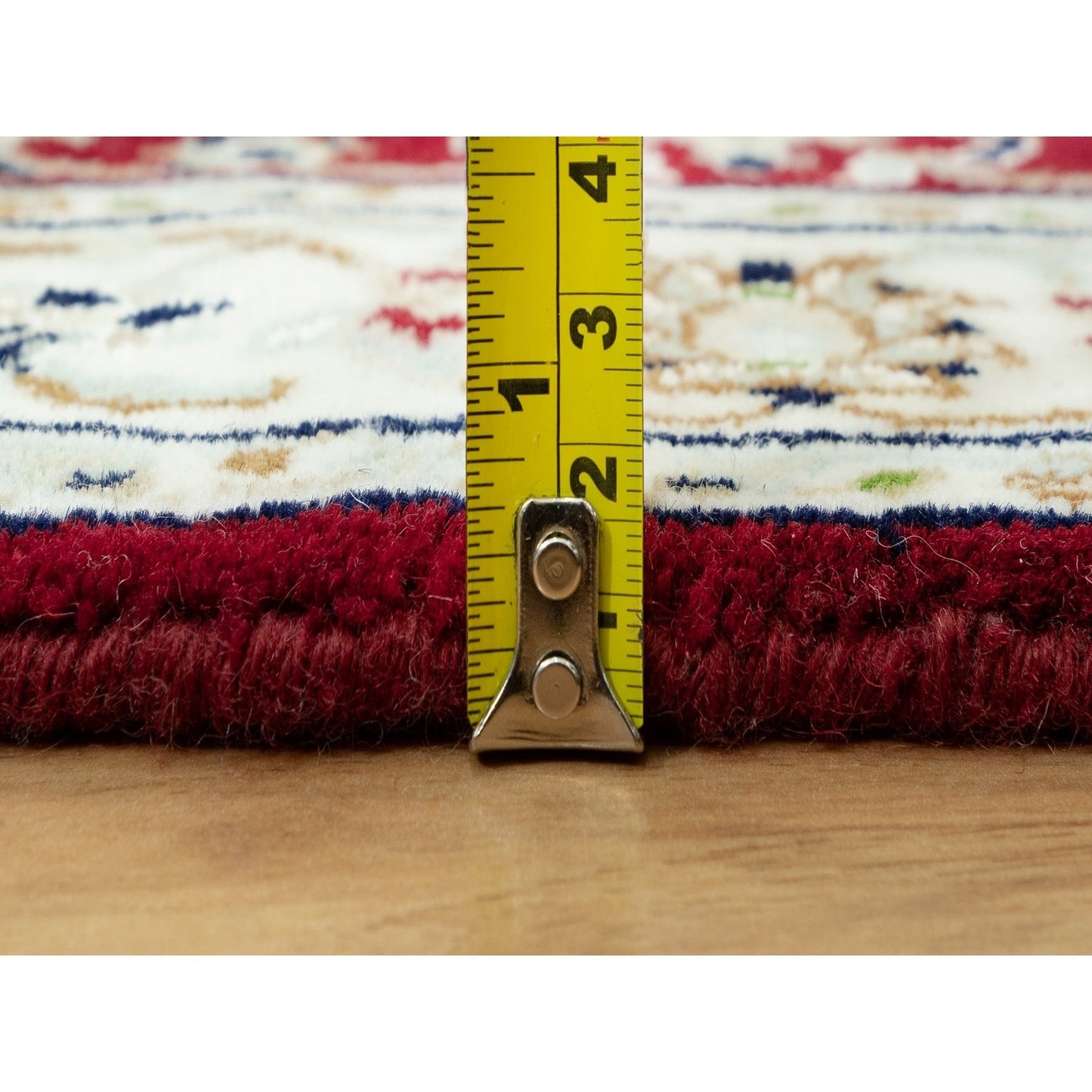 2'4"x4'9" Red Nain 250 KPSI Pure Wool Hand Knotted Runner Oriental Rug