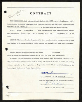Fritz Crisler Cfb Hof Signed 1957 Contract University Of Michigan Jsa 185593