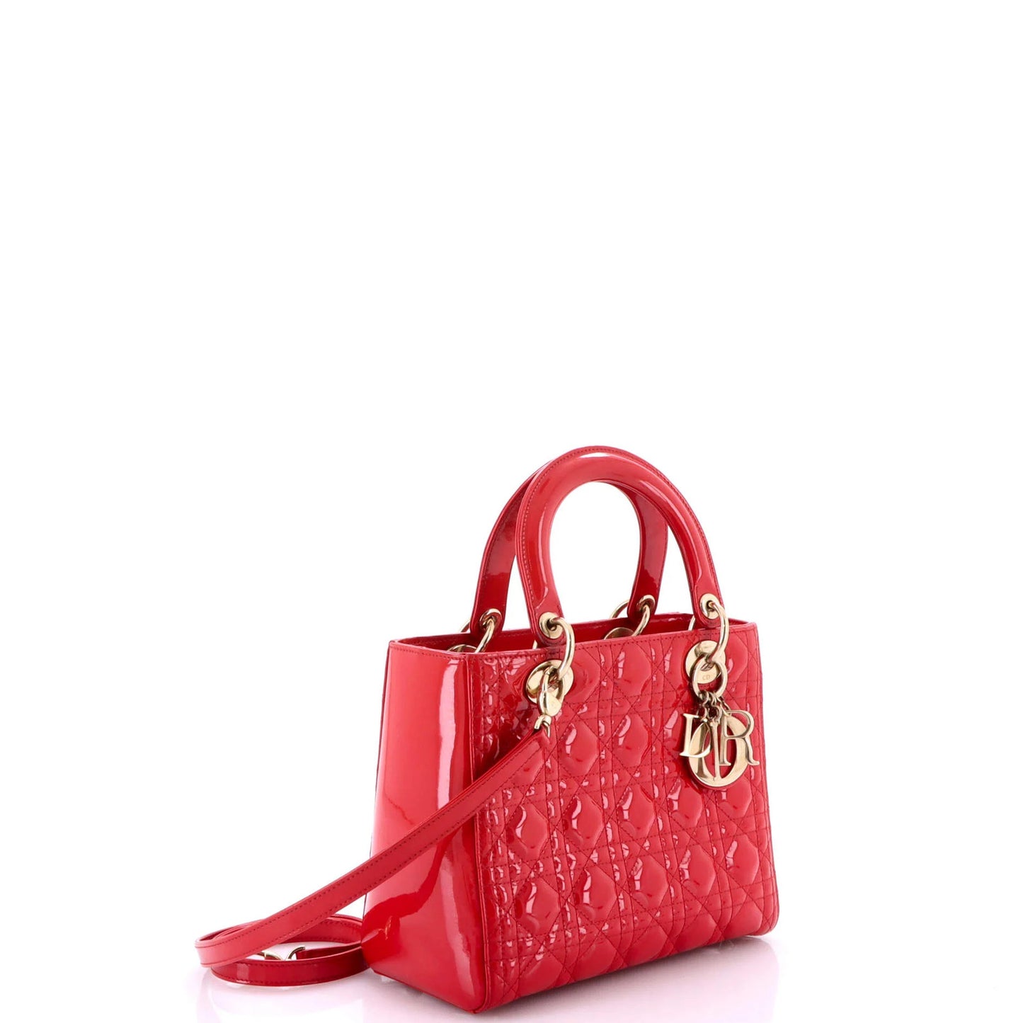 Christian Dior Lady Dior Bag Cannage Quilt Patent Medium