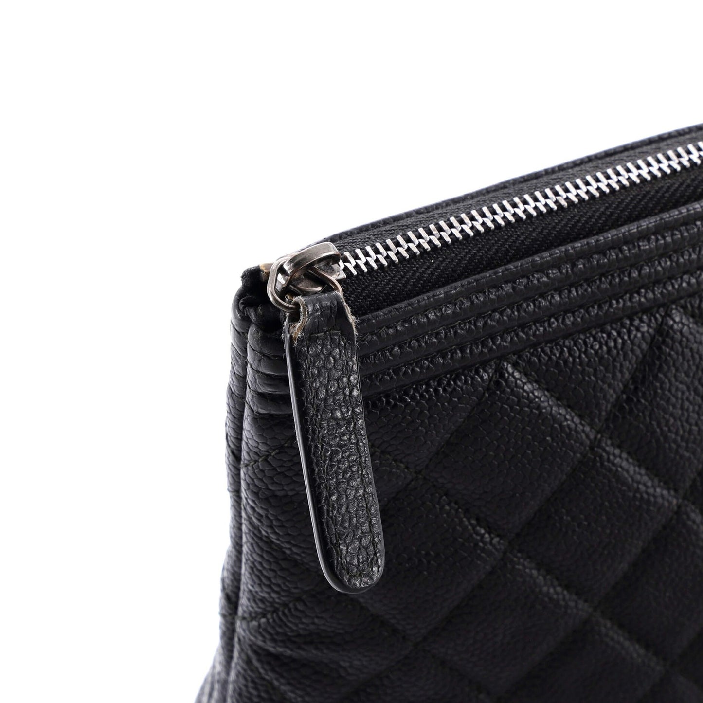 Chanel Boy O Case Clutch Quilted Caviar Medium