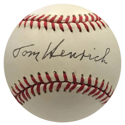 Tom Henrich Autographed Official American League Baseball (Jsa)