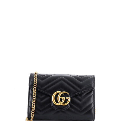 Gucci Gg Marmont Chain Wallet Matelasse Leather Mini