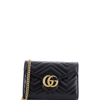 Gucci Gg Marmont Chain Wallet Matelasse Leather Mini