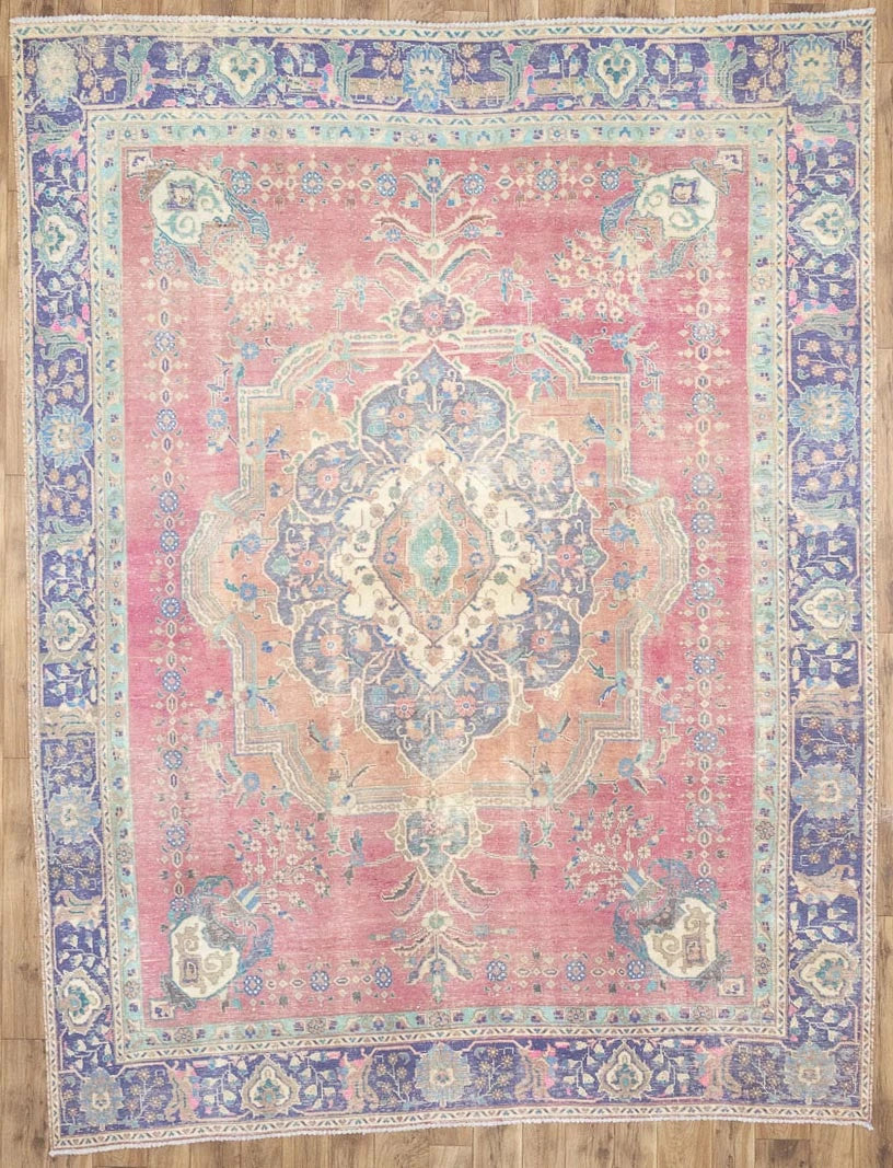 Muted floral classic oriental wool rug for dining room 9x12 ft carpet