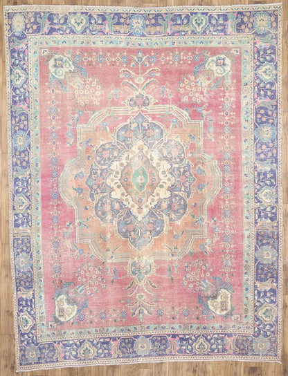 Muted floral classic oriental wool rug for dining room 9x12 ft carpet