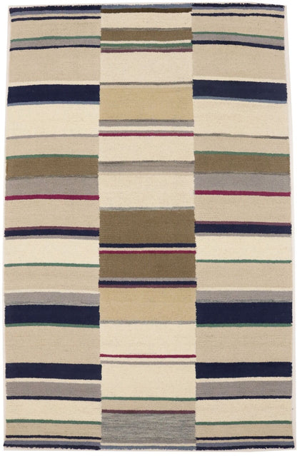 Thick Pile Hand-Tufted Wool Multicolored Stripes