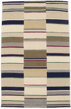 Thick Pile Hand-Tufted Wool Multicolored Stripes