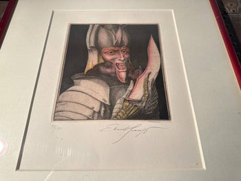 Ernst Fuchs Hand-Signed Limited Edition Etching (19/100)  Knight Portrait -