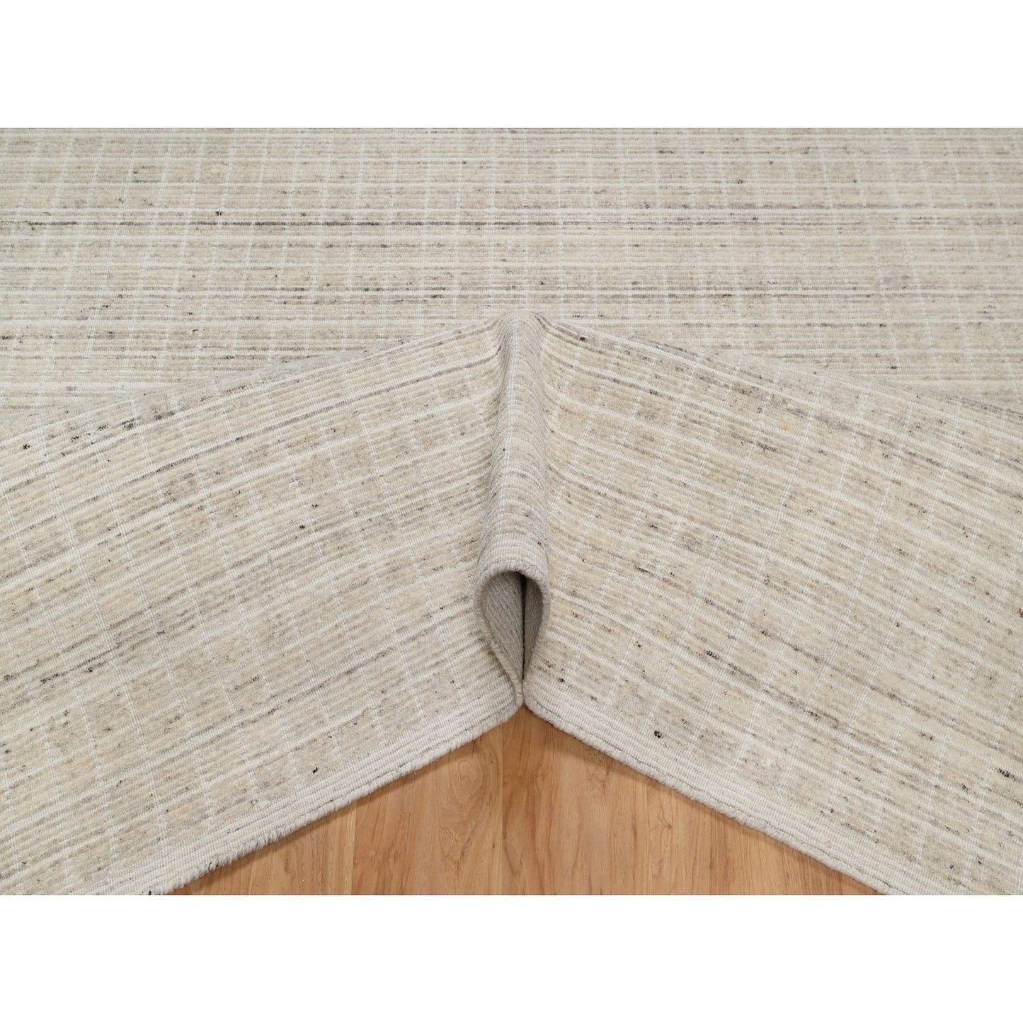 8'X10' Ivory Modern Plain Decor Box Design Soft Wool Loomed Knotted Rug
