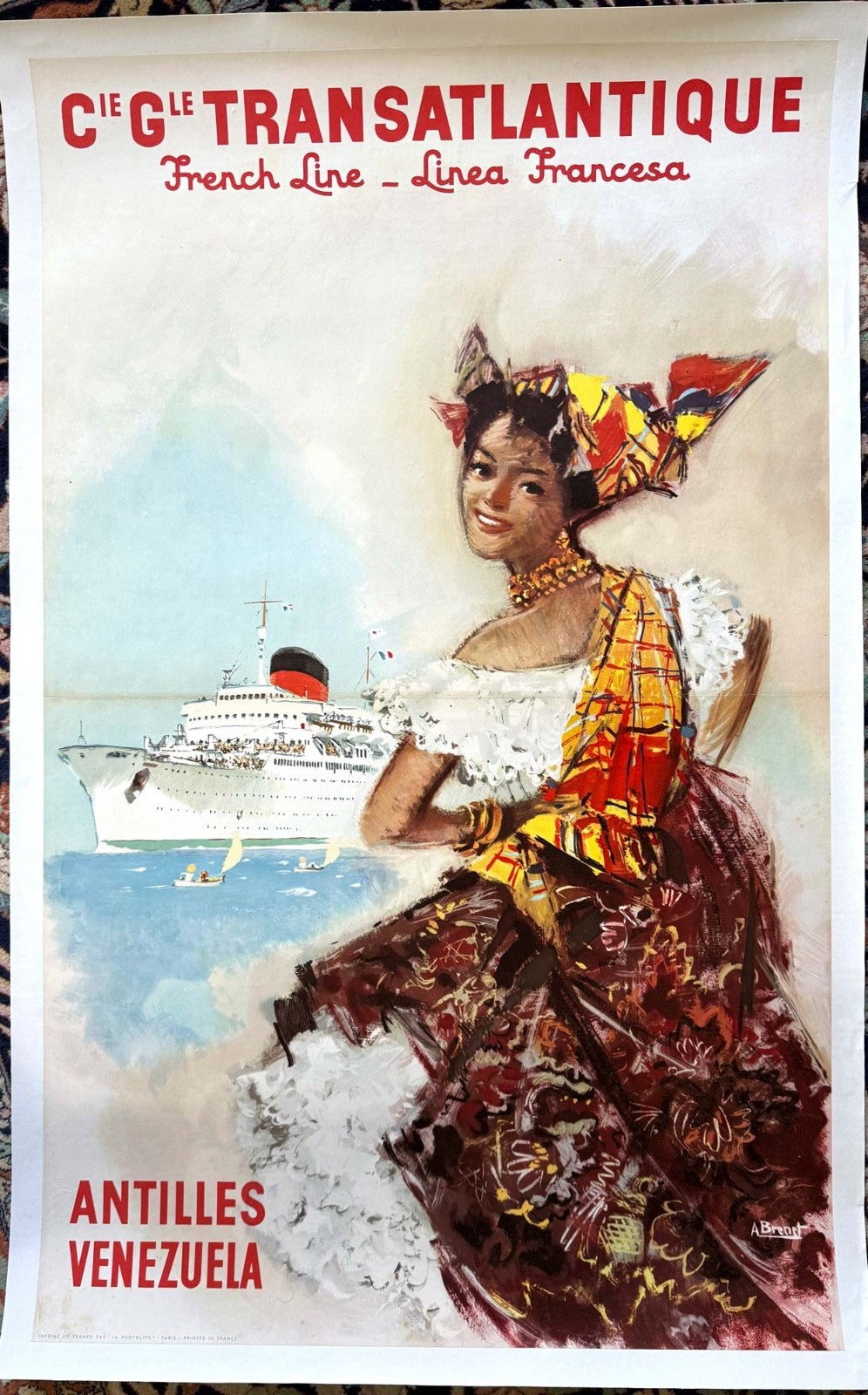 French Line  By Brenot C1950 Cie Gle Transatlantique Cruise Line Cruise Travel