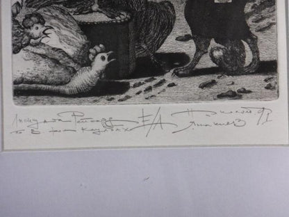 Nikolai Yanakiev Bulgaria "Exlibris For W.Feliers" Etching 1991 Ea Signed Framed