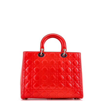Christian Dior Lady Dior Bag Cannage Quilt Patent Large