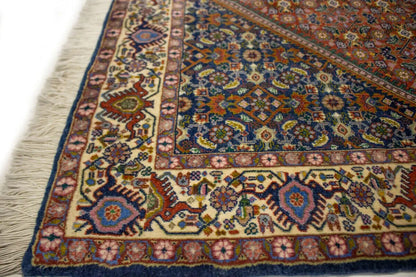 Handmade Oriental Rug Orange-Red Geometric Floral