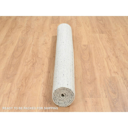 5'10"X9' Beige Variegated Textured Modern Design Wool Hand Loomed Rug