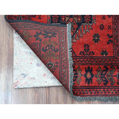 2'4"X7'9" Red Andkhoy Medallion Design 100% Wool Hand Knotted Runner Rug