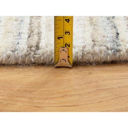 6'X6' Beige Hand Loomed Organic Wool Modern Round Oriental Rug